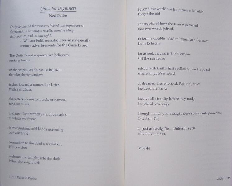 Ouija for Beginners, from Best of Potomac Review, Fall 2011