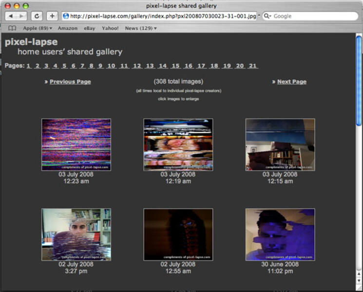 home users' shared gallery at pixel-lapse.com (screen capture)