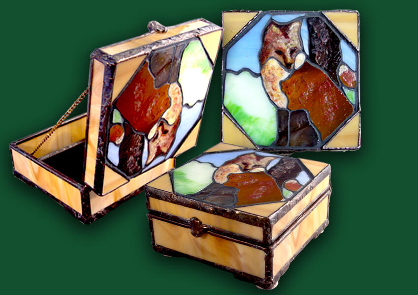 Tan Box with a Fox Mosaic