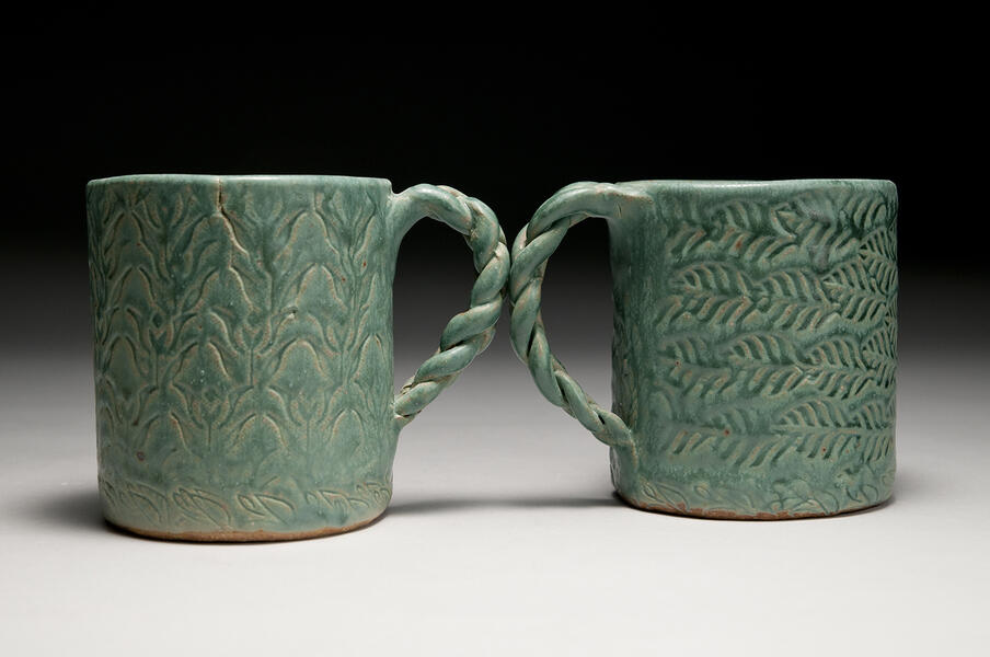 Stamped Mugs with braided handles