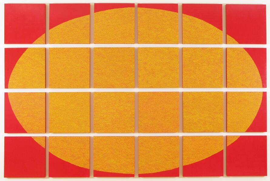 Yellow Oval on Red