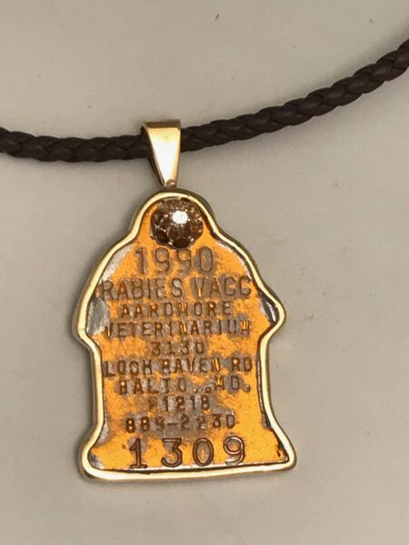 14k gold pendent rabies tag