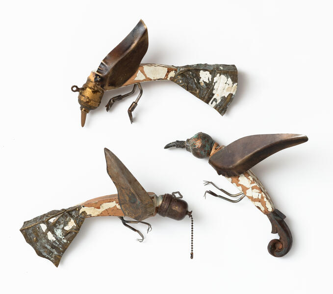 assemblage, bird, wall sculpture, mixed media, found objects