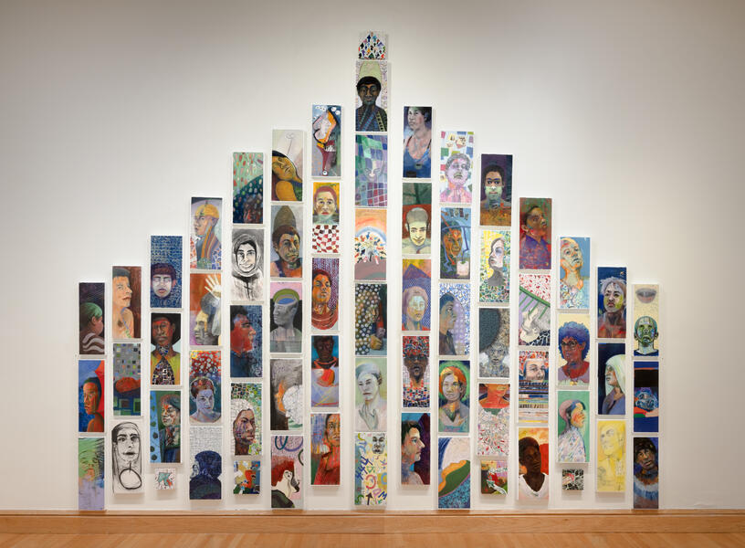portraits, real people, conversations, mixed media, create connection, community, humanity, works on paper, congregation, stories
