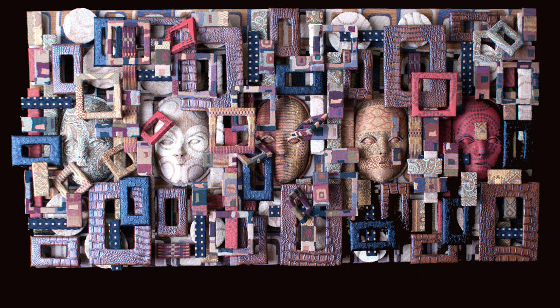 mixed media, fabric, textile, wall art,