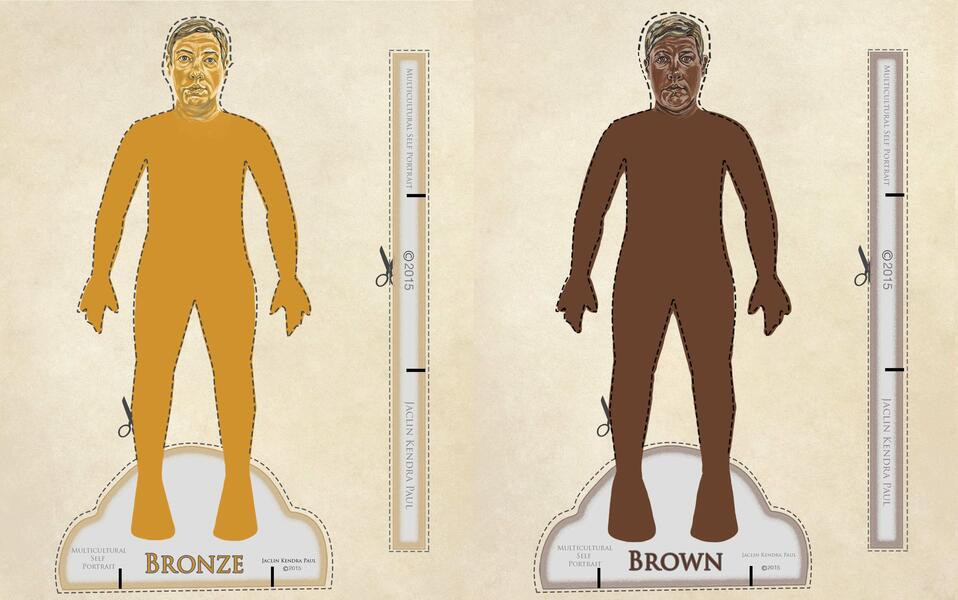 Multicultural Self Portrait Paper Dolls Bronze and Brown