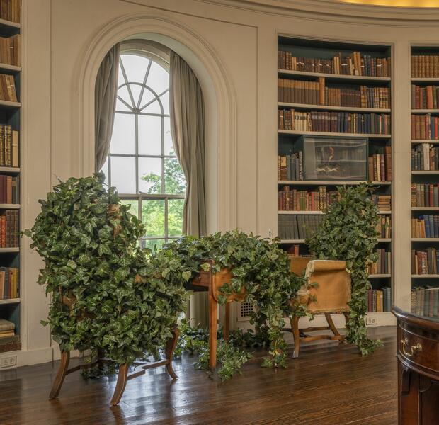 site-specific installation, contemporary art, sculpture, environment, landscape, architecture, ivy, Ladew Topiary Gardens, Oval Library, Laura Amussen