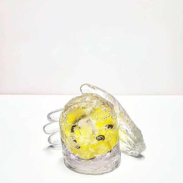 “Scarification” Resin and found takeaway bag, 2019 8” x 10” x 8”