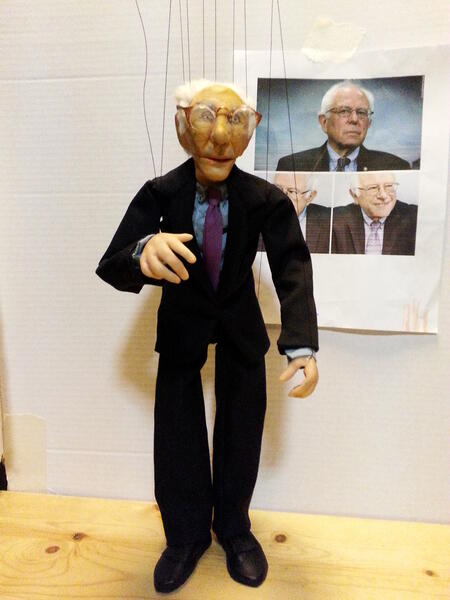 Burnie Sanders marionette for HYSTERICAL HISTORICAL REENACTMENTS
