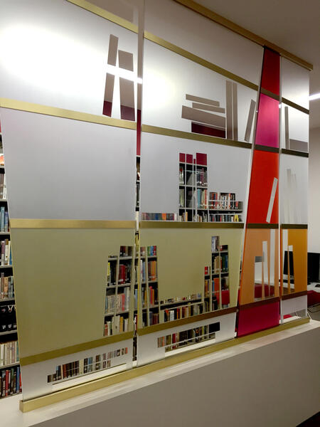 Library glass divider wall
