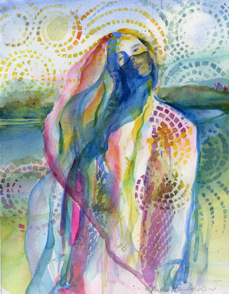 Watercolor of Woman in scarf