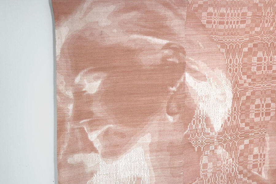 Woven portrait of a woman rejected from an episode of "The Bachelor"