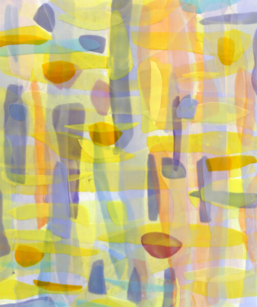 Abstract yellow painting by Farida Hughes