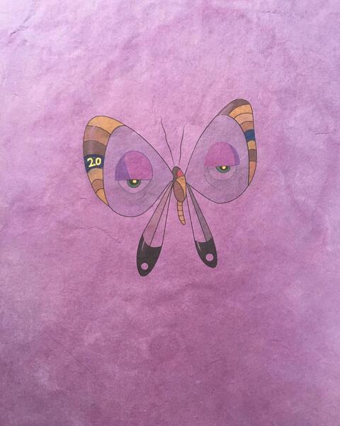 Rose dye Butterfly Print