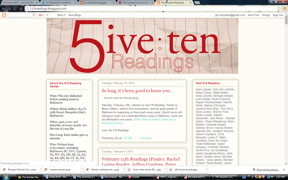 Homepage of the 510 Reading Series