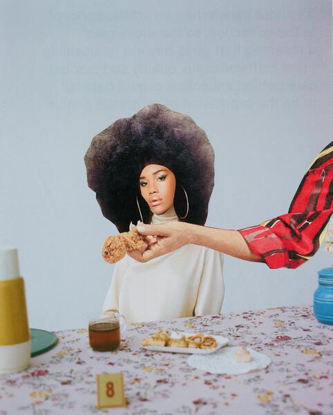 Black Woman Eating Chicken 