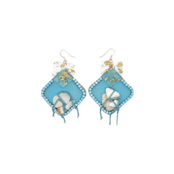 Lobe' Dangle Ft. Laud” Beautiful Turquouse Leather Earrings