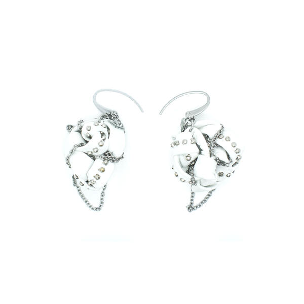 Lobe' Dangle “Entanglement” Beautiful Silver Leather Earrings