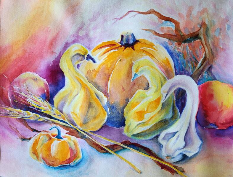 Three gourds, 12 X 16, Watercolor (2022)