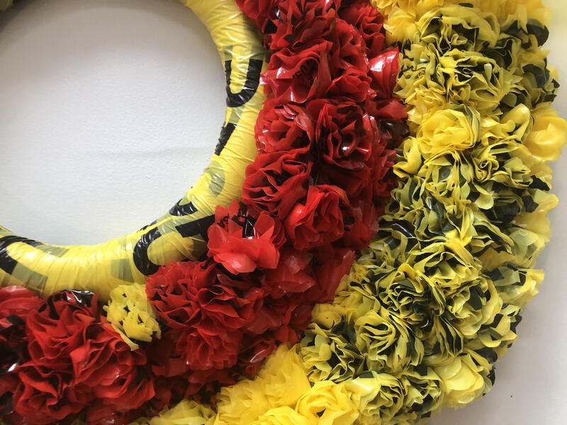 Detail of wreath from piece Welcome