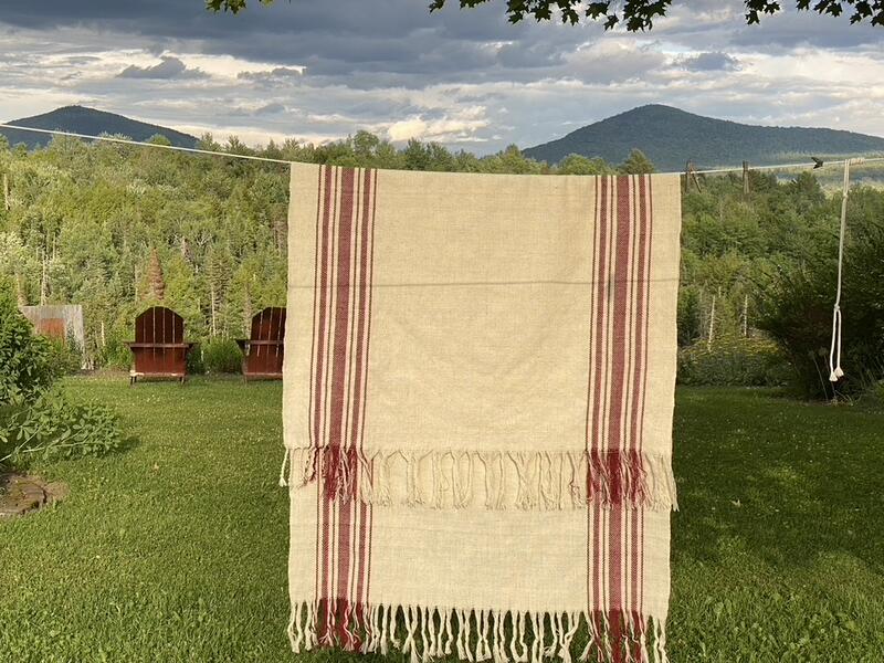 On the clothesline with the Vermont mountains