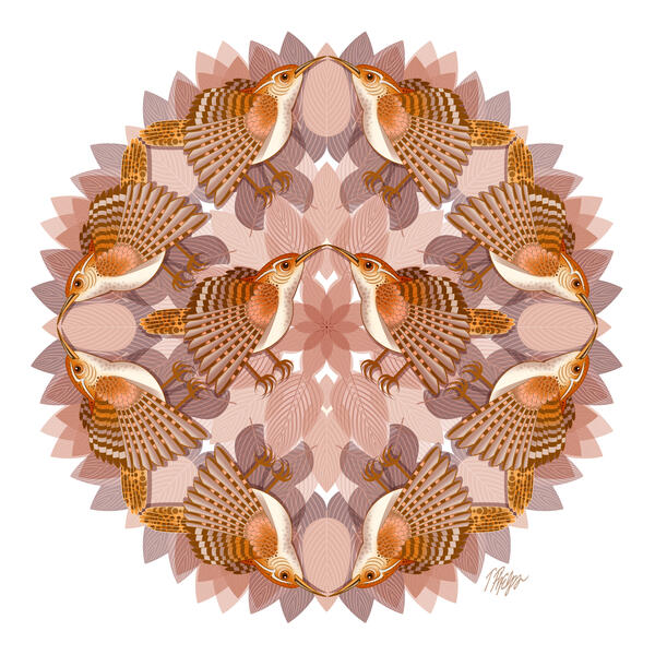 Brown Wren Leaf Mosaic Mandala