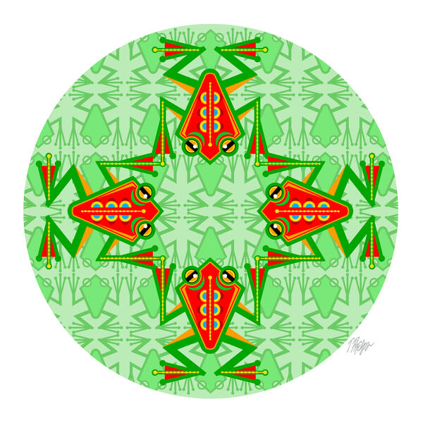 Red Chiva Frog Art Deco Mandala
