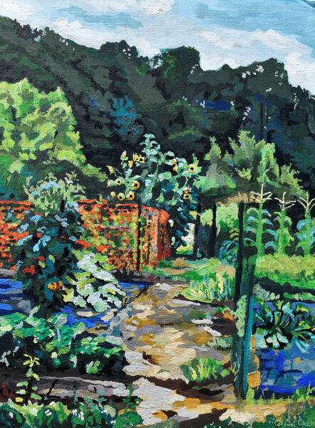Double Rock Park Sunflower Garden by Collin Cessna, Gouache on canvas, 2020