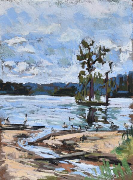 Loch Raven Reservoir Pastel Painting by Collin Cessna