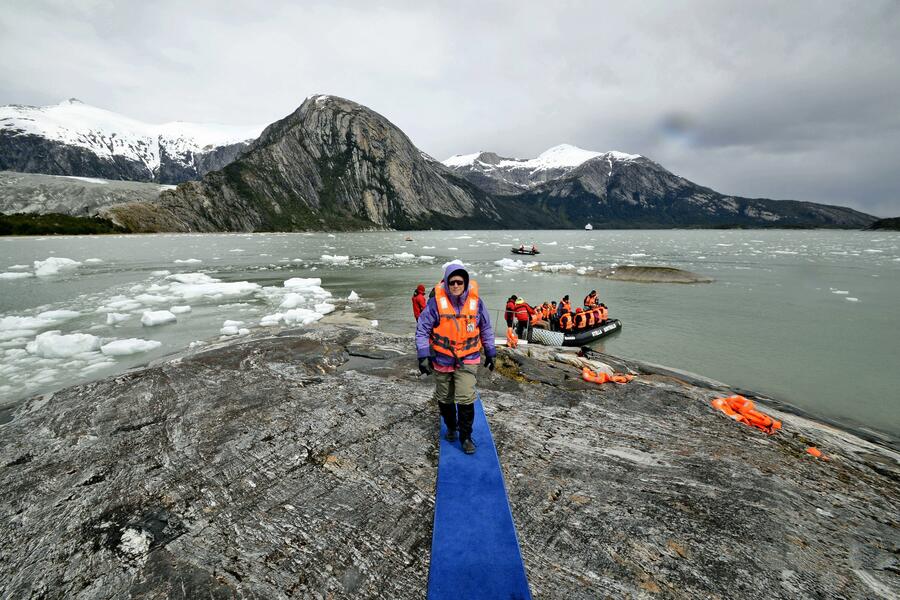 Stepping Ashore at Pia Glacier, Chile 