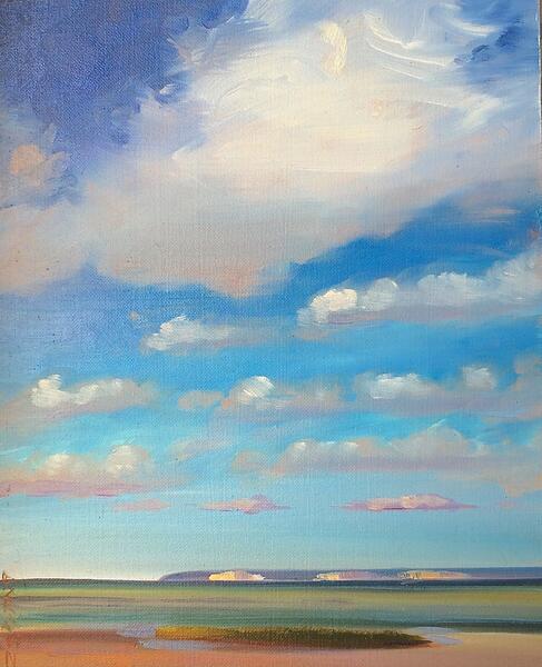 Jo Brown, Blue sky (©2016) 10x8 oil on canvas board