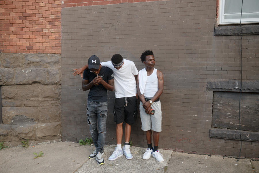 A trio poses in Reservoir Hill.