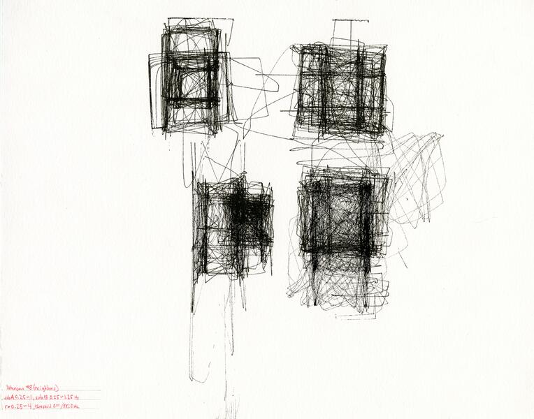 machine drawing, black ink on paper