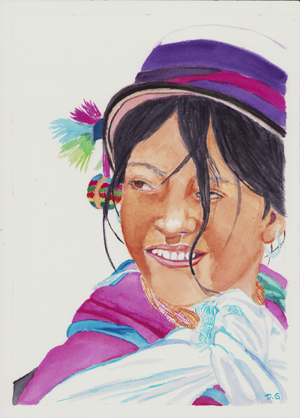 Girl with Traditional hat of Indigenous Women of the Province of Chimborazo Ecuador, By Daniela Godoy