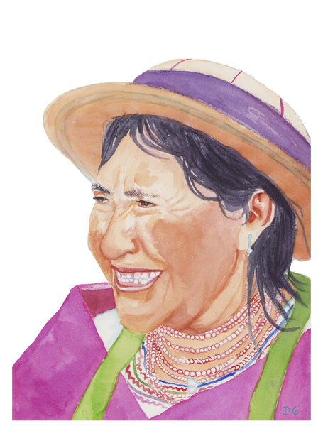 Indigenous Woman of Ecuador with green ribbon.jpg