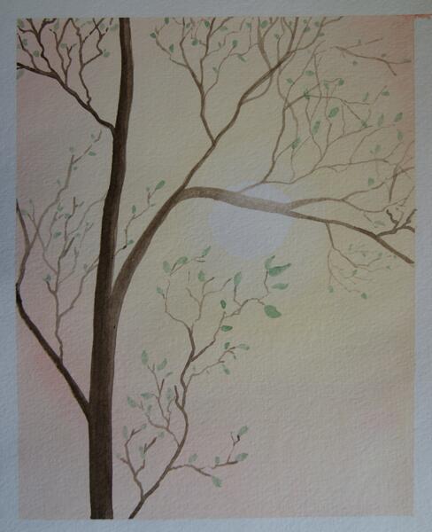 watercolor tree study, spring