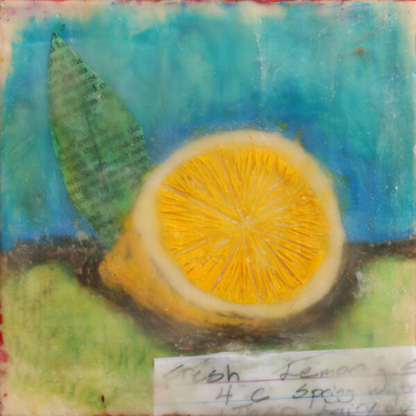 lemon,lemonade,stillife,food,encaustic