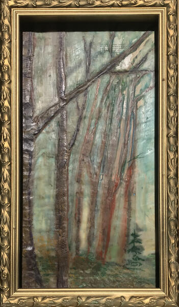 trees,woods,falll,woods,walkinthewoods,nature,encaustic,landscape