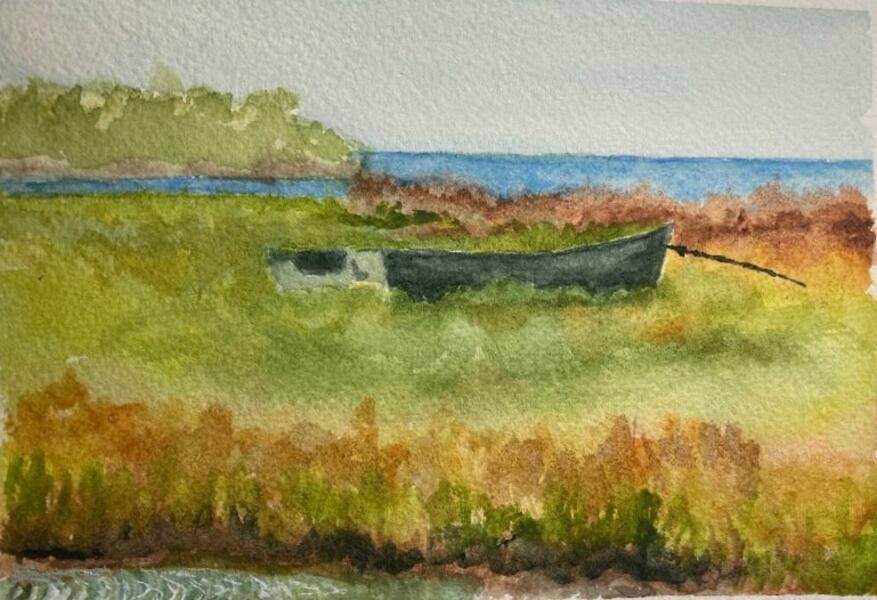 Boat in the Marsh  5x7