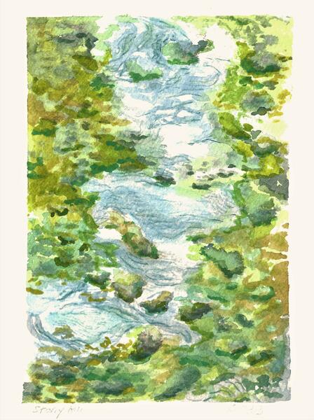Stony Run Stream  Watercolor 5x7