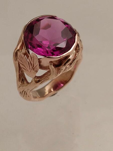 14k rose gold and created sapphire