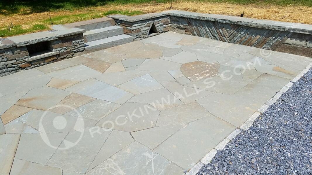 Bluestone patio and walls with cubism inspiration