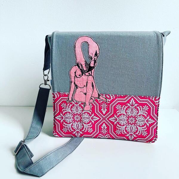 Pink Flamingo Lady Messenger Bag 