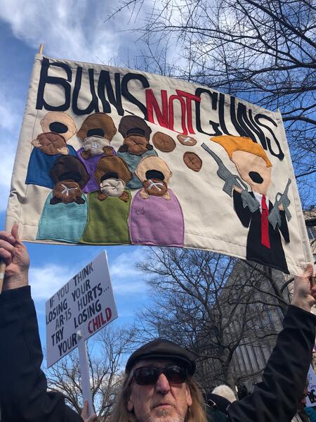 Buns Not Guns  Banner for March for our Lives Protest