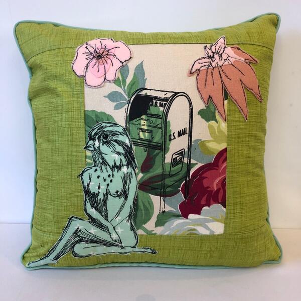Ms. Song Sparrow pouts over no Mail  Postal Pillow