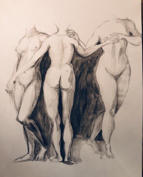 Preliminary Sketch for Fighting Three Graces 