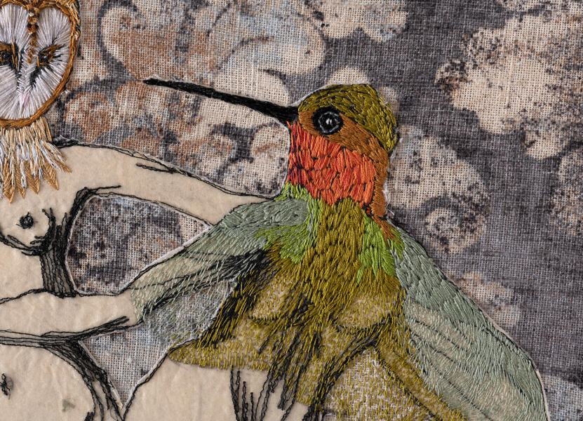 Allen Hummingbird hand embroidery 