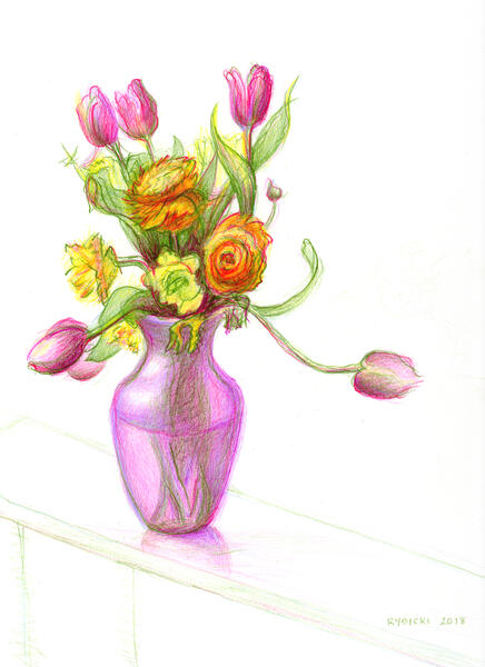 Ranunculus with Tulips