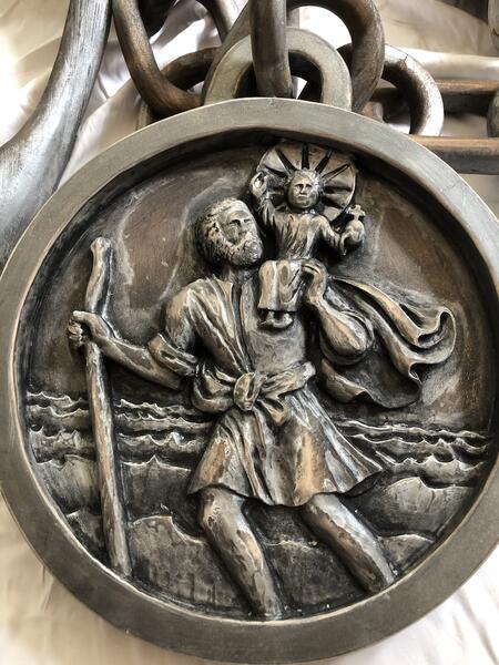 detail, St. Christopher medal