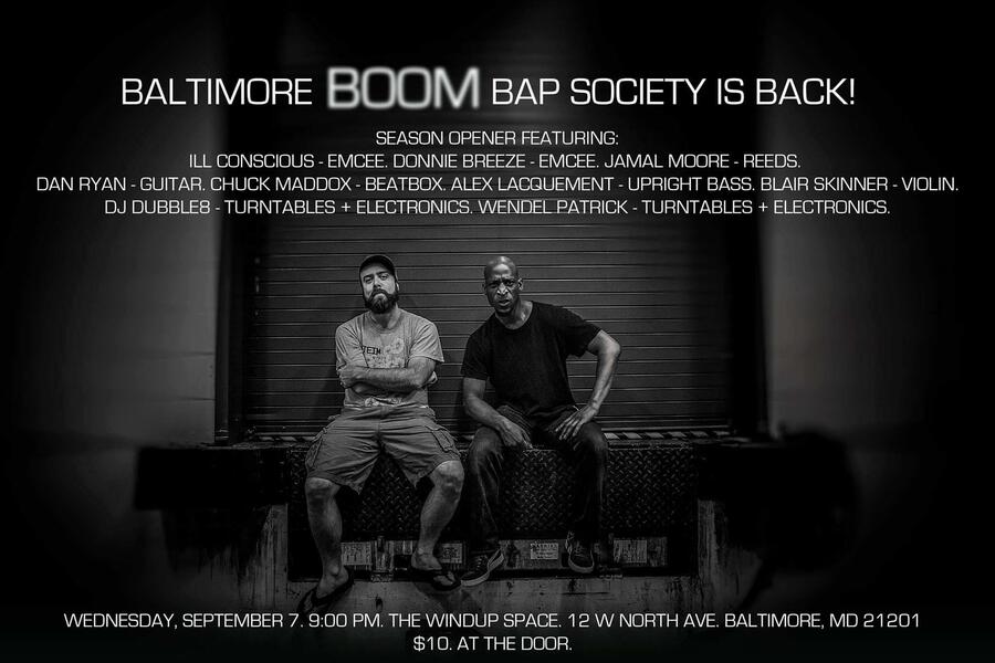 Baltimore, boom bap, society, baltimore boom bap society, hip hop, keystone korner, wendel patrick, wind up space